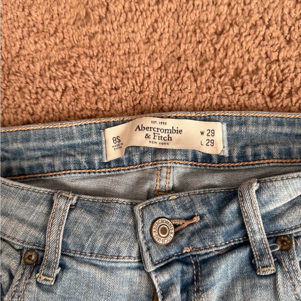 Abercrombie & Fitch Distressed Denim Jeans in Light Blue Short